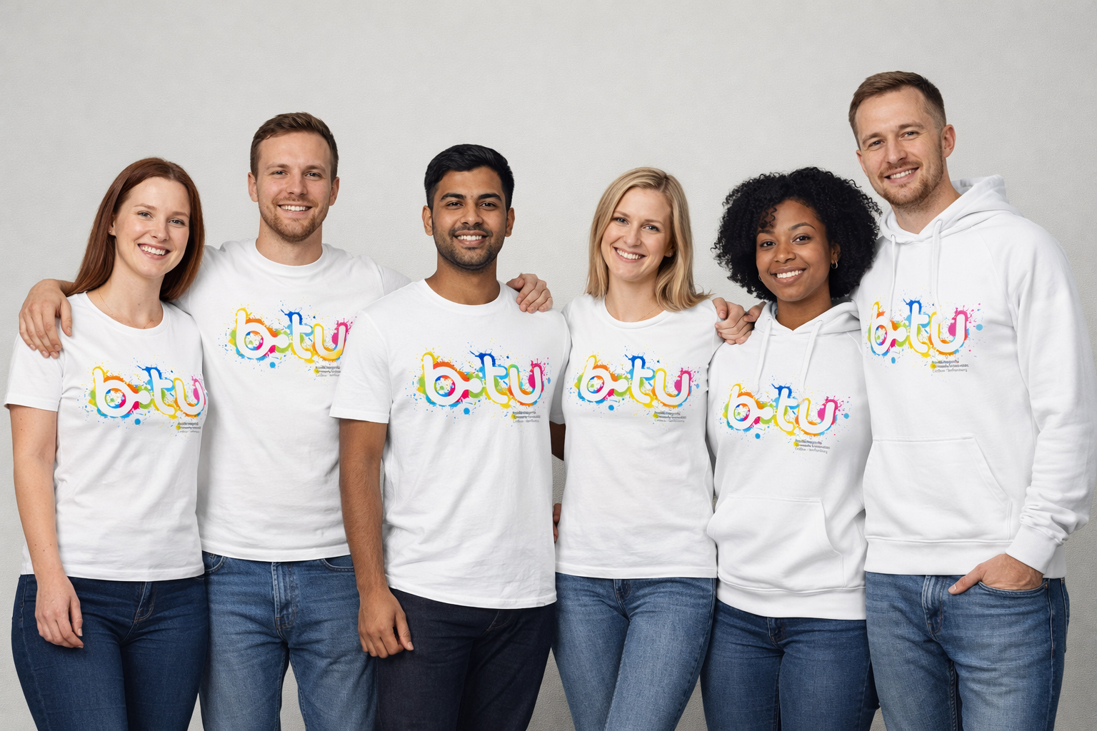 Gruppe von Studenten mit der neuen BTU SPLASH Kollektion