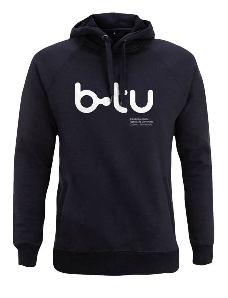 UNISEX SOLID HOODIE Navy Blue White S